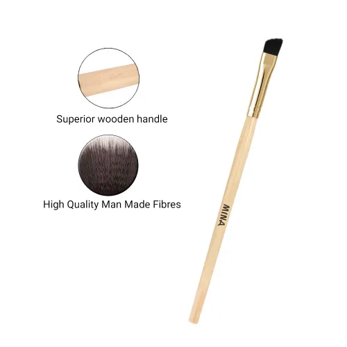 Miniatura 2 de MINA ibrow Cepillo profesional para cejas en ángulo con mango de bambú (paquete de 1) Aplicador de brochas de maquillaje de ojos Cepillos