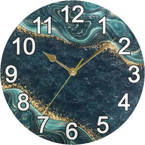 Miniatura 10 de Reloj de pared con azulejos de limones mediterráneos, sin tictac, silencioso, reloj de cocina grande, funciona con pilas, 10 pulgadas