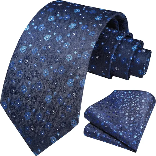 Miniatura 239 de Corbatas florales tejidas clásicas para hombre, corbata cuadrada de bolsillo, corbatas formales para hombres, boda con pañuelo
