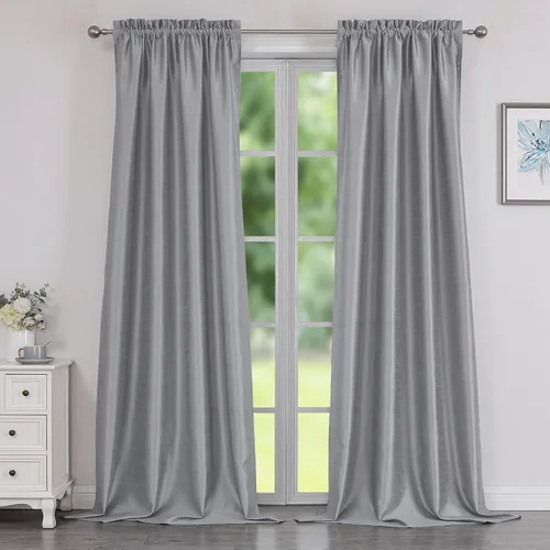 Miniatura 39 de Chyhomenyc Uptown - Cortinas negras de 24 pulgadas de largo, 2 paneles, cortinas cortas de seda sintética para oscurecer la habitación, cortinas