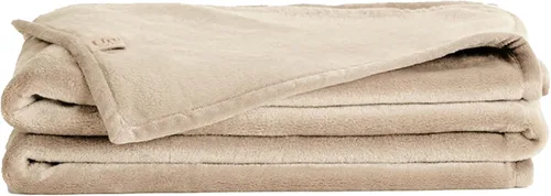 UnHide Lil Marsh Traveler - Manta de viaje - Manta de piel sintética - Duradera, ligera, manta extra suave - Lavable a máquina - Oso beige (50" x