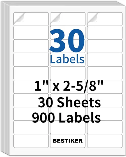 [30 hojas, 900 etiquetas] BESTIKER Etiquetas de dirección de 1 pulgada x 2-5/8 pulgadas, etiquetas de envío y correspondencia, 30 por página,