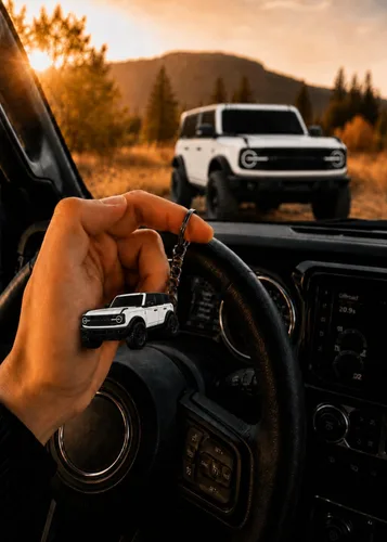 Miniatura 5 de Accesorios de Llavero Bronco 4 puertas llavero Fob Cubierta Modificaciones geniales compatibles con Ford Bronco 2022 2023 2024 Blanco