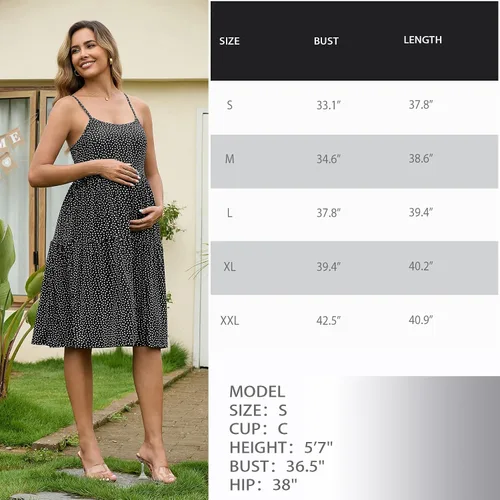 Miniatura 127 de GINKANA Vestido de maternidad sin mangas para mujer, con tirantes ajustables, vestido casual de verano para uso diario o baby shower