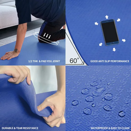 Miniatura 4 de Hatha Yoga Alfombrilla de Yoga Grande de TPE 6'x4'x1/2" Extra Gruesa Antideslizante - para Yoga, Pilates y Entrenamientos de Gimnasio en Casa Azul