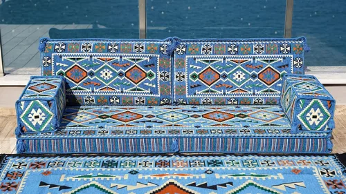 Miniatura 3 de arabicsofa Oriental - Sofá modular grande Majlis para el suelo, asiento árabe con almohadas de respaldo, juego de sofá bajo seccional esquinero