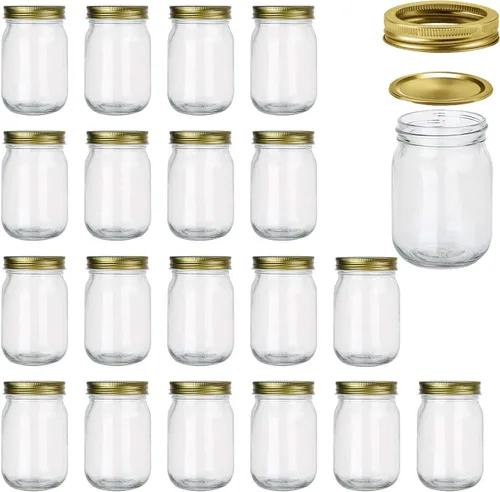 Miniatura 9 de Tarros de vidrio de 8 onzas con tapas, tarros de masón de boca regular para almacenamiento, tarros de conservas para caviar, hierbas, gelatina