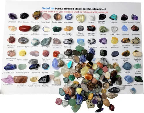 Miniatura 6 de 450 piezas de colecciones de rocas para niños, conjunto de más de 40 tipos de piedras preciosas y cristales, kit de ciencias de rocas y minerales