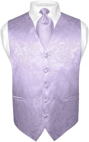 Vesuvio Napoli Conjunto de chaleco de vestir con diseño de cachemira para hombre y corbata de cuello de color dorado para esmoquin, Oro