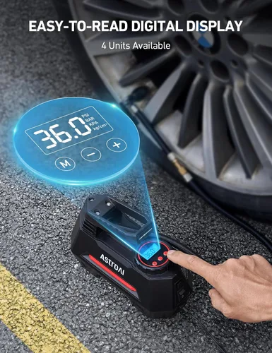 Miniatura 3 de AstroAI Inflador de neumáticos para compresor de aire, cable de extensión rojo y encendedor de cigarrillos, paquete de 12 pies
