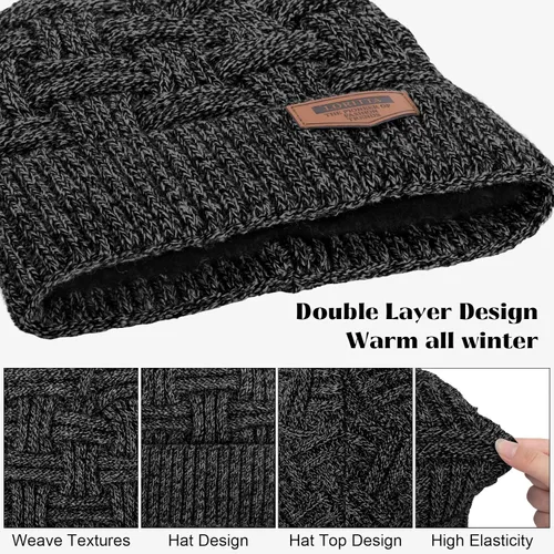Miniatura 9 de Loritta Gorro de invierno cálido de punto grueso y holgado para hombre