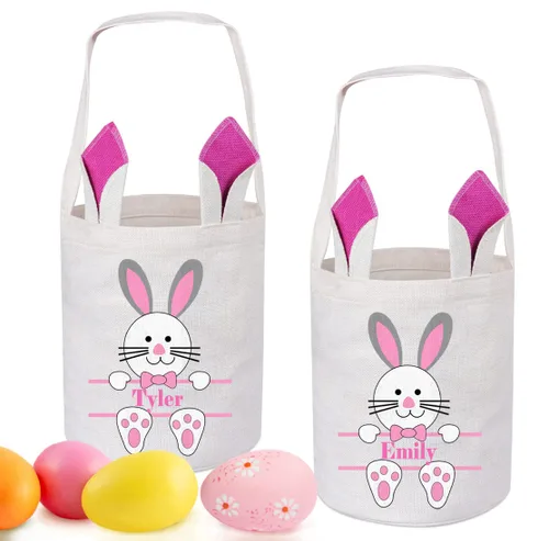 Miniatura 12 de Paquete de 2 cestas de Pascua personalizadas para niños y niñas, regalos de Pascua personalizados de Touber, cesta de Pascua para conejito