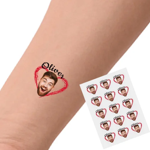 Miniatura 28 de YESCUSTOM Tatuajes temporales personalizados con foto, tatuaje facial personalizado con logotipo para adultos, parejas, mujeres, hombres, tatuajes