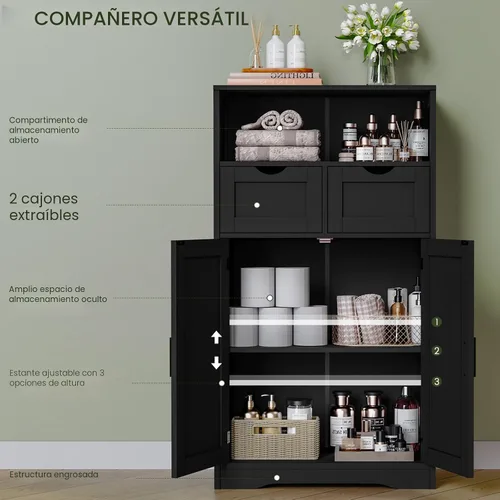 Miniatura 5 de Iwell Armario de almacenamiento con puertas y estantes, armario de despensa de cocina, gabinetes de baño para sala de estar, cocina, lavandería