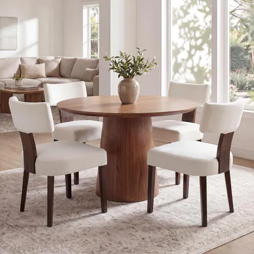 Miniatura 36 de VESCASA Juego de 2 sillas de comedor modernas de mediados de siglo, sillas de comedor tapizadas de lino con respaldo curvado ergonómico, patas
