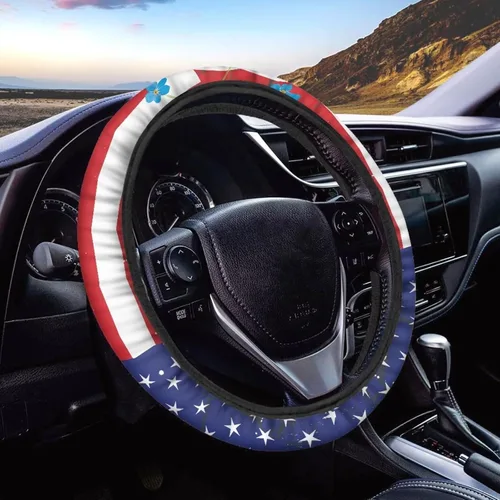 Miniatura 32 de Yewattles 250th Eagle and American Flag - Funda universal para volante de automóvil, para mujeres y hombres, 15 pulgadas de diámetro, poliéster