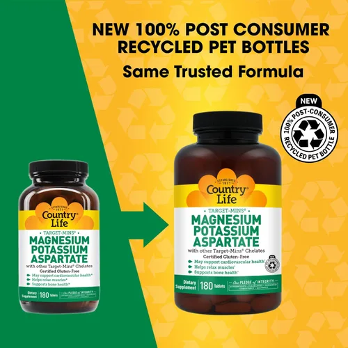 Miniatura 2 de Country Life Target-Mins Aspartato de potasio y magnesio, 600 mg/198 mg, 90 tabletas, certificado sin gluten, certificado vegano