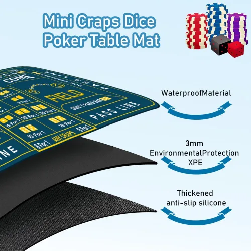 Miniatura 3 de Tapete de mesa de dados de 35.433 x 15.748 in, antideslizante, mini tapete de goma para dados de juegos de casino, tapete de mesa de póquer