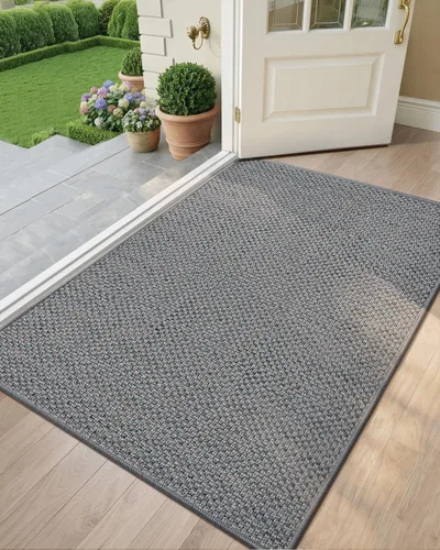 Miniatura 35 de Color&Geometry - Tapete para puerta delantera de 26 x 47 pulgadas, atrapador de suciedad con parte trasera de goma ultra antideslizante, perfil Caqui