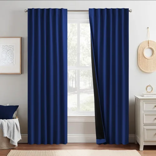 Miniatura 58 de NICETOWN Paneles de cortinas totalmente opacas para dormitorio que reducen el frío, cubiertas de ventana súper gruesas aisladas, cortinas Biscotti