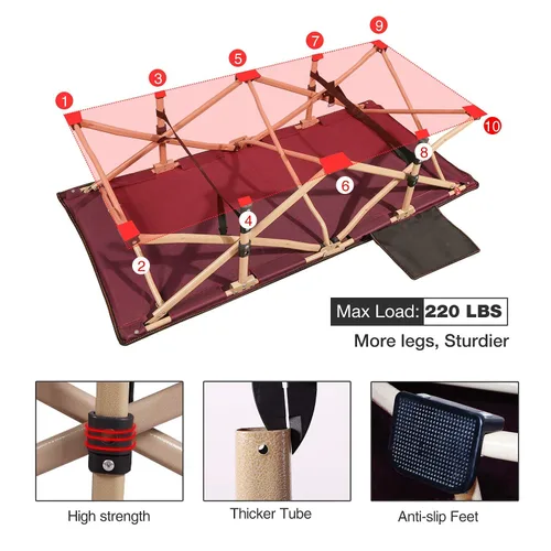 Miniatura 4 de REDCAMP Cuna Extra Larga para Niños para Dormir de 2-7 Años, Cuna Portátil de Viaje para Niños Pequeños con Bolsa de Transporte, Ligera para Azul