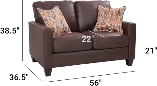 Miniatura 2 de American Furniture Classics Sofá de dos plazas con brazos cuadrados, marrón