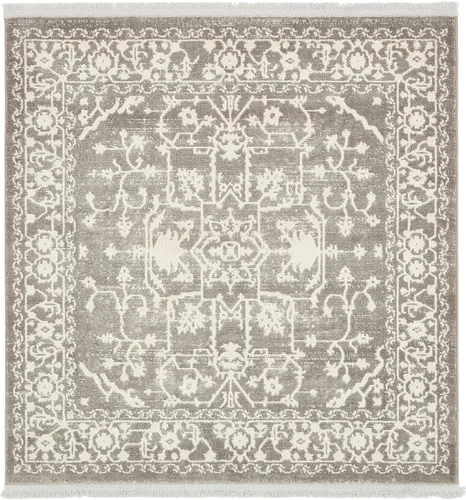Miniatura 79 de Unique Loom Diseño tradicional clásico intrincado con detalles vintage envejecidos, alfombra de área, 3 pies 3 pulgadas x 5 pies 3 pulgadas, gris