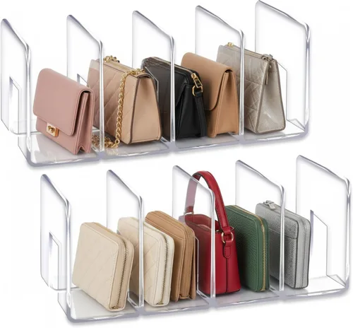 YAGELI Organizador de archivos de escritorio de acrílico transparente, organizador de bolsos, divisor de embrague, carpeta de malla, suministros de