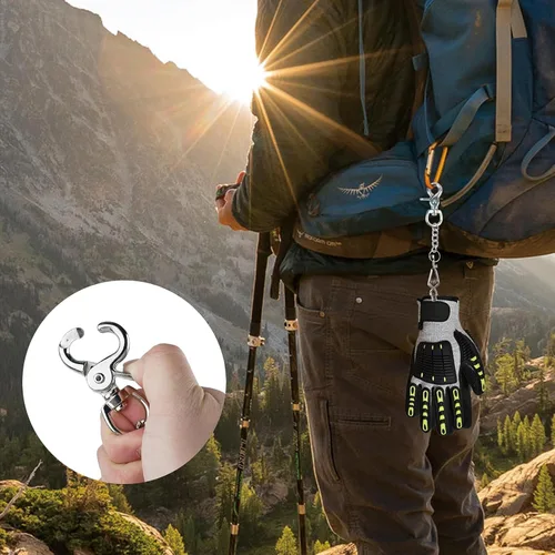 Miniatura 5 de MELOTOUGH Pinza de guante de metal para guantes de trabajo, clips de guantes de acero resistente para tácticas, esquí, campamento, actividades al