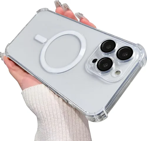 Miniatura 21 de Funda magnética transparente para iPhone 14 Plus, lujo brillante en las cuatro esquinas, protección de grado militar a prueba de golpes