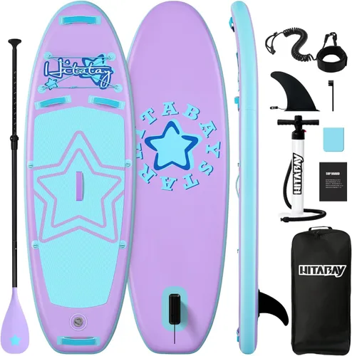 Miniatura 13 de Tabla de remo para niños con accesorios de SUP, tabla de remo para niños duradera, ligera y estable, cubierta antideslizante ancha, tablas de remo