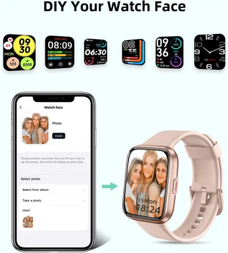Miniatura 7 de RERE ASW2 - Reloj inteligente (respuesta/hacer llamada), Alexa integrado, rastreador de fitness de 1.69 pulgadas con 60 modos deportivos, frecuencia