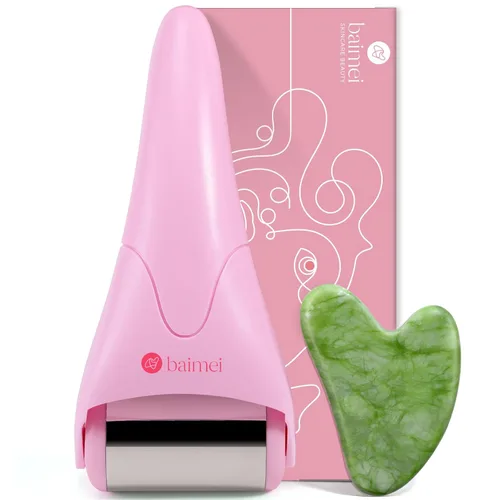 Miniatura 8 de BAIMEI IcyMe - Rodillo de hielo para cara y juego de herramientas faciales Gua Sha, rodillo facial de hielo que reduce la hinchazón, alivia las Rosa