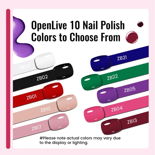 Miniatura 3 de OpenLive - Juego de 12 esmaltes de uñas con 10 combinaciones de colores, 2 esmaltes base y de capa superior, esmalte de uñas de secado rápido