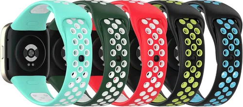 FitTurn Paquete de 5 correas de reloj compatibles con Xiaomi Redmi Watch 3/Mi Watch Lite 3, correas de orificios de ventilación de dos colores,