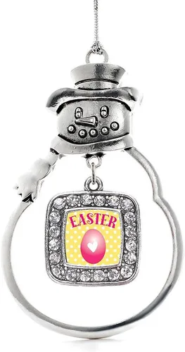 Miniatura 84 de Inspired Silver - Adorno de rodillo de reina - Adorno cuadrado de plata con muñeco de nieve con joyas de circonita cúbica