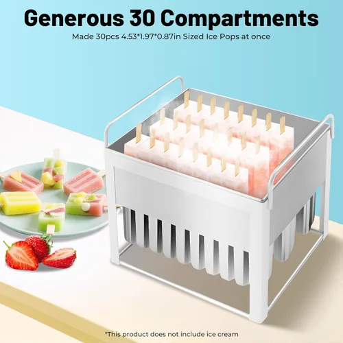 Miniatura 5 de Moldes para hacer paletas de acero inoxidable, 30 piezas, moldes de paletas de acero inoxidable, hechos en casa, reutilizables, para hacer
