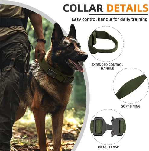 Miniatura 5 de Collar táctico para perro con AirTag, 100% impermeable, collares para perro Apple Air Tag integrados con soporte rígido de PC para AirTag, collar