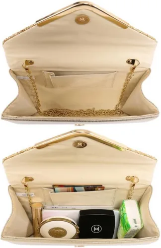 Miniatura 5 de Dasein Bolsos de noche para mujer, bolsos de mano formales para bodas, fiestas, bailes, bolsos con correa para el hombro y solapa con purpurina