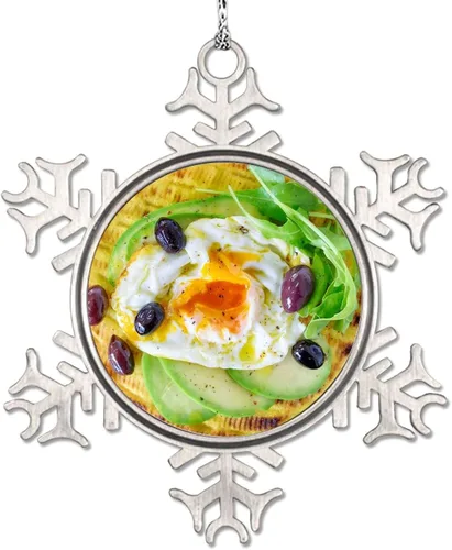 Huevo suave calabacín desayuno adornos de Navidad 2022 adorno de copo de nieve realista adorno de comida para decoración de árbol de Navidad, regalo