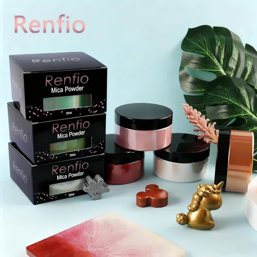 Miniatura 6 de Renfio Pigmento de mica en polvo de mica, tinte natural metálico, perla mineral, brillante, resina epoxi para pintar jabón, hacer bombas de baño