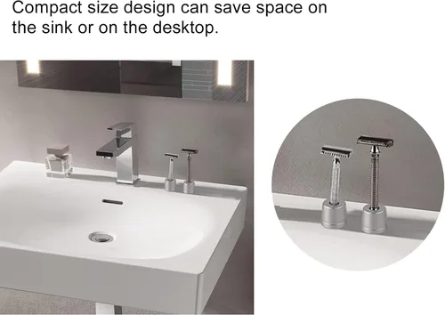 Miniatura 3 de Soporte multiusos, soporte para afeitadora de metal plateado, base de pedestal, tamaño compacto, regalo para hombres