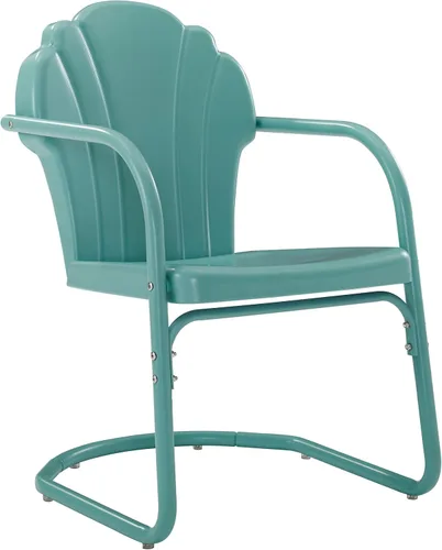 Miniatura 11 de Crosley Furniture Tulip - Juego de 2 sillas para exteriores, sillas de patio de metal retro para comedor, porche, terraza, balcón, satén rojo oscuro
