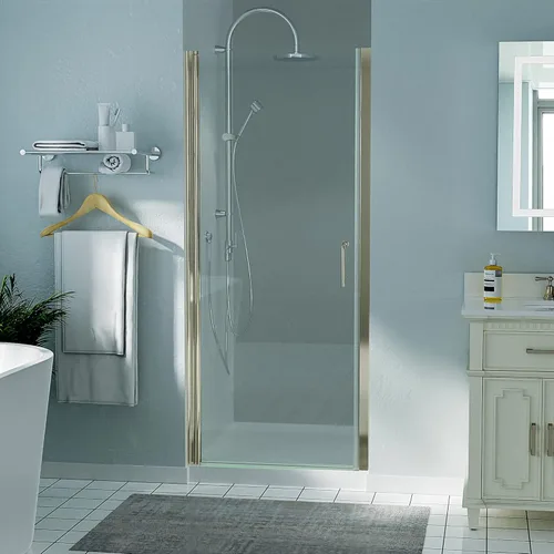 Miniatura 27 de ExBrite Puerta de ducha pivote sin marco de 34-35.5 pulgadas de ancho x 72 pulgadas de alto, puertas de ducha pivotantes de vidrio transparente