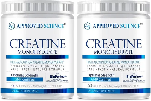 Miniatura 10 de Approved Science Monohidrato de creatina en polvo – con BioPerine – Apoya la fuerza, el músculo magro y la recuperación – 0.18 oz por porción