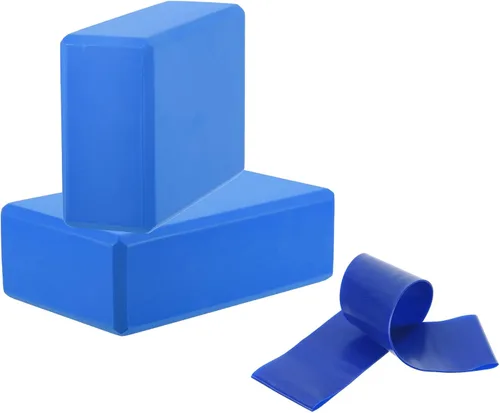 PATIKIL Bloques de yoga y bandas de resistencia, paquete de 2 bloques de yoga de espuma EVA de alta densidad a granel de 9 x 6 x 3 pulgadas, Azul