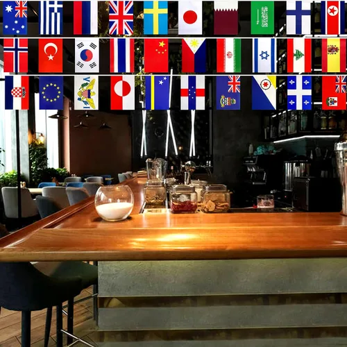 Miniatura 5 de Banderas internacionales de cadena de 224 países diferentes del mundo, pequeñas pancartas para gran apertura, bar, oficina escolar, eventos