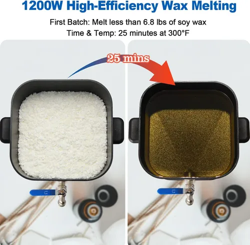 Miniatura 4 de Yuuchail Derretidor de cera para hacer velas, olla grande de cera de 7 cuartos con pantalla digital y parte inferior inclinada antiadherente, fácil
