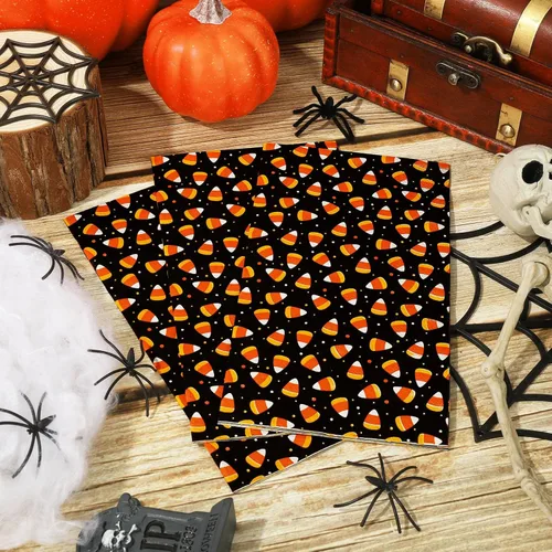 Miniatura 4 de Whaline Servilletas desechables para invitados de Halloween de 4.3 x 7.8 pulgadas, servilletas desechables de maíz caramelo naranja y negro