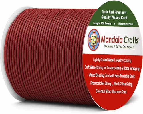 Miniatura 171 de Cuerda Mandala Crafts 0.03 pulgadas 109 yardas para hacer joyería, artesanía, macramé, cuerda de algodón encerado Negro